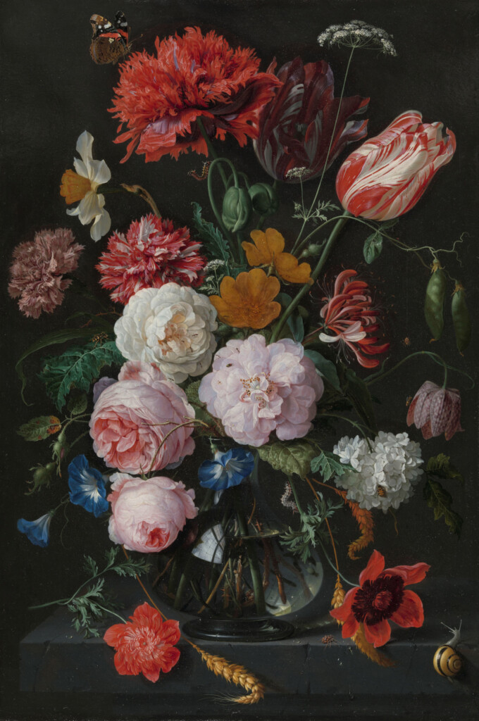 Stilleven met bloemen in een glazen vaas, Jan Davidsz. de Heem, 1650-1683