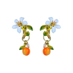 : Orange and orange blossom baroque style earrings
