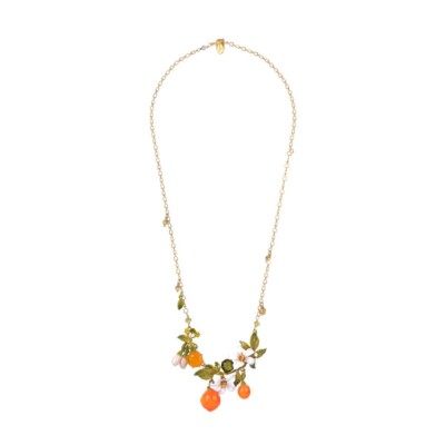 Orange blossom and oranges collar necklace
