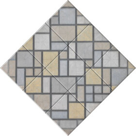 Ceramic Tableau 9 tiles - Composition with Grid 5: Lozenge