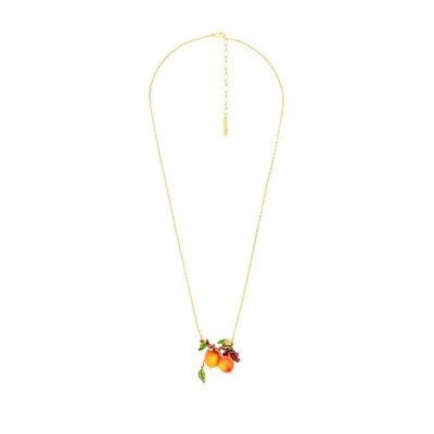 Crunchy apple and grape bunch pendant necklace